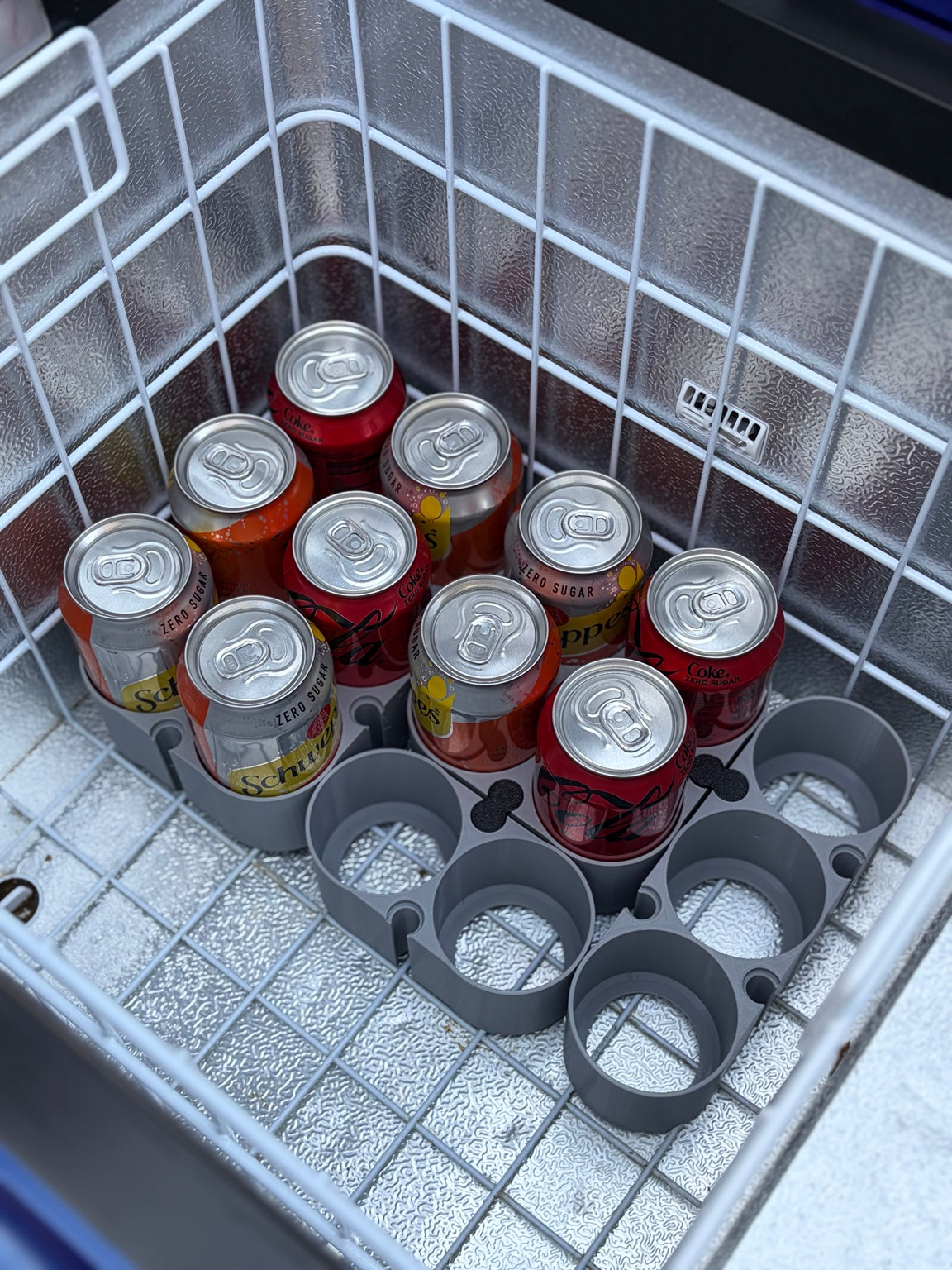 Grey Tin - Interlock fridge organisers with cans and connecting pins